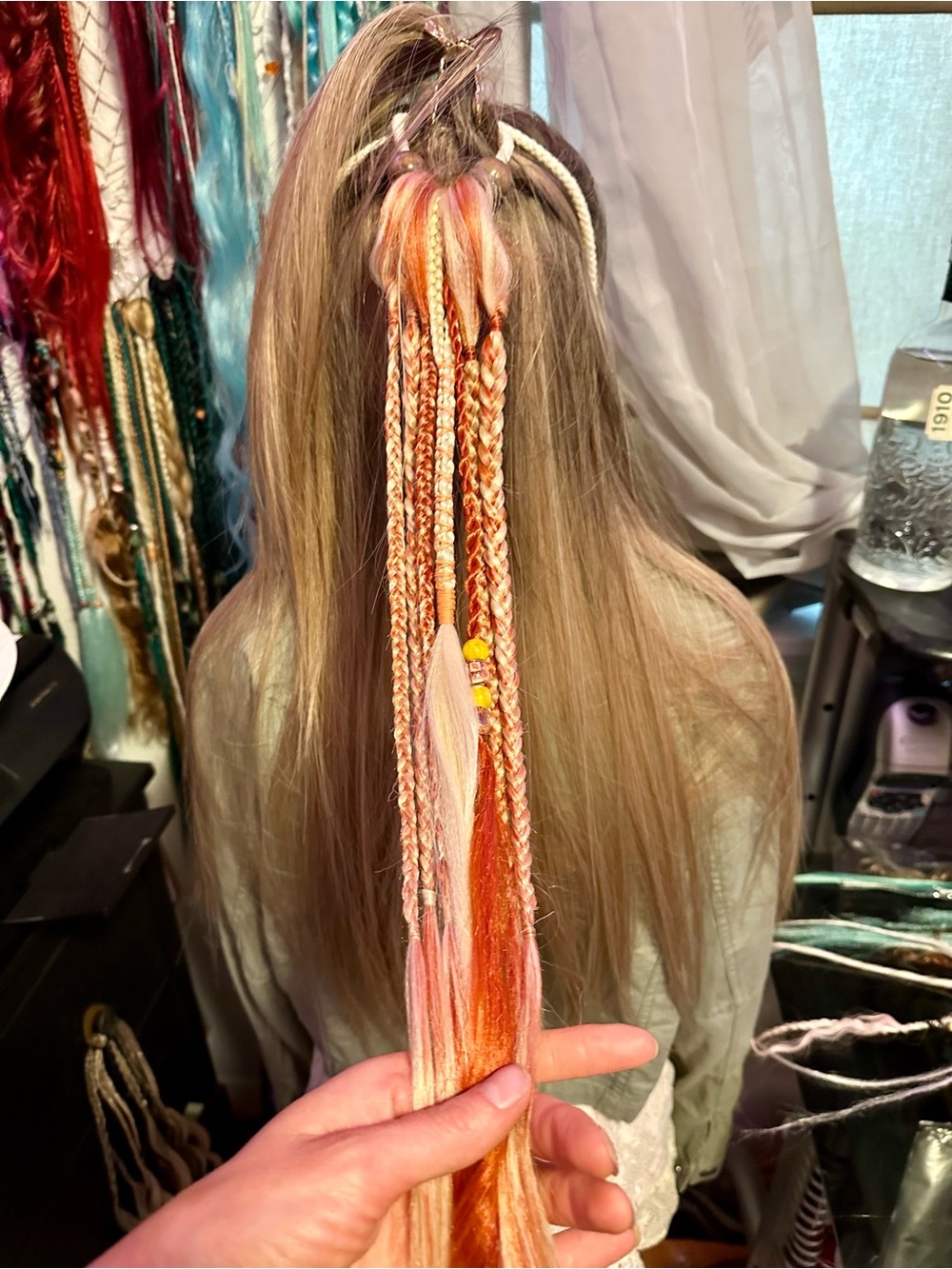Peach & Blonde Braided Hair Extension Accent - Picture 2 of 9